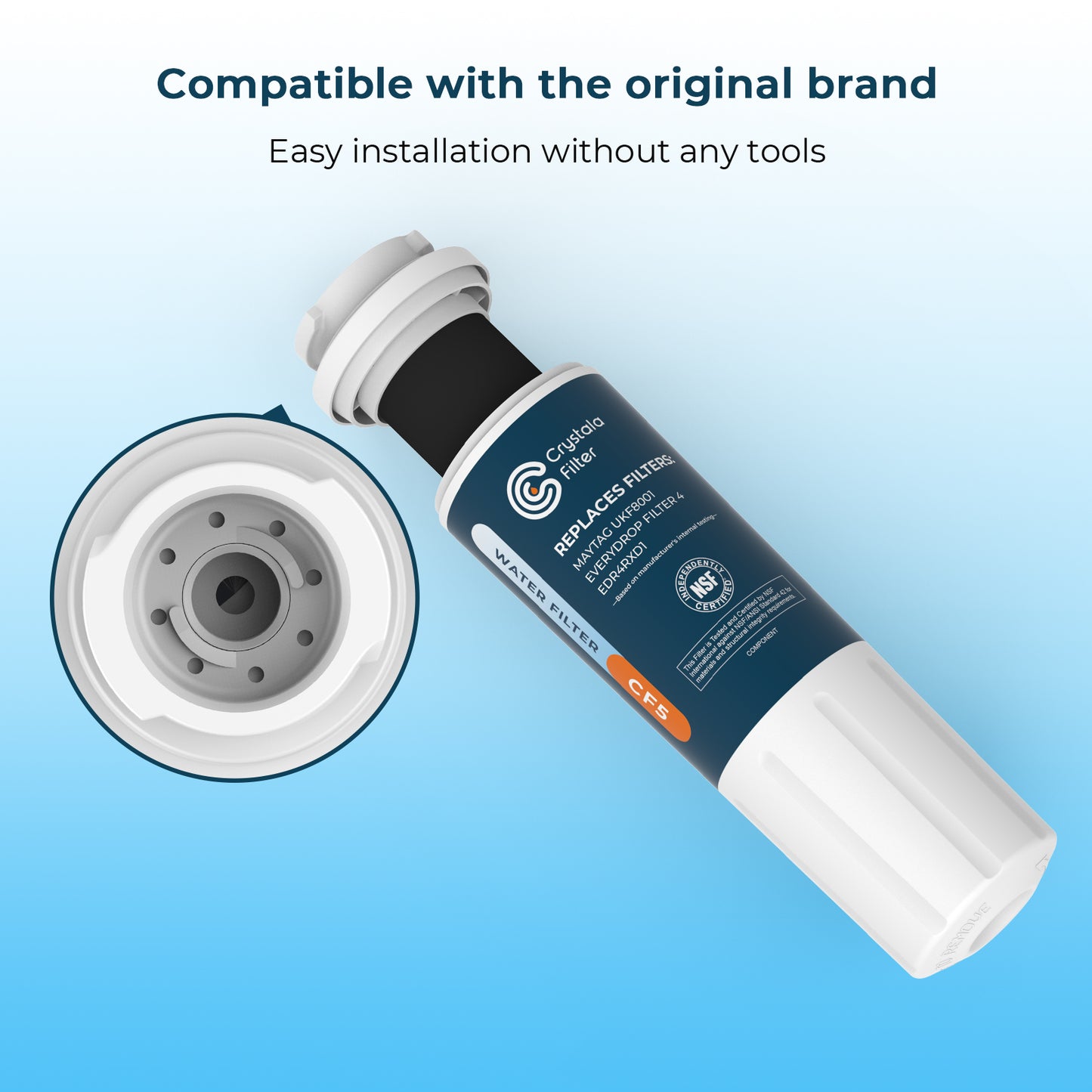 Crystala Filters UKF8001 Compatible with Whirlpool 4396395, EDR4RXD1 Refrigerator Water Filter