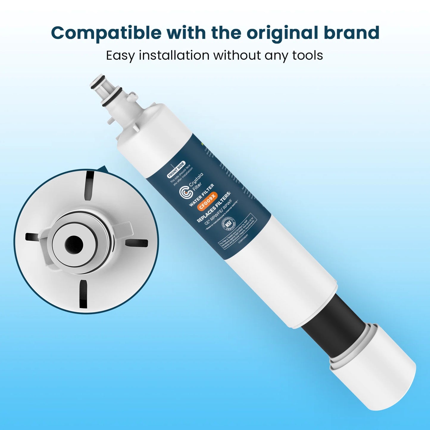 Crystala Filters Replacement for GE RPWFE, RPWF (with CHIP) Refrigerator Water Filter