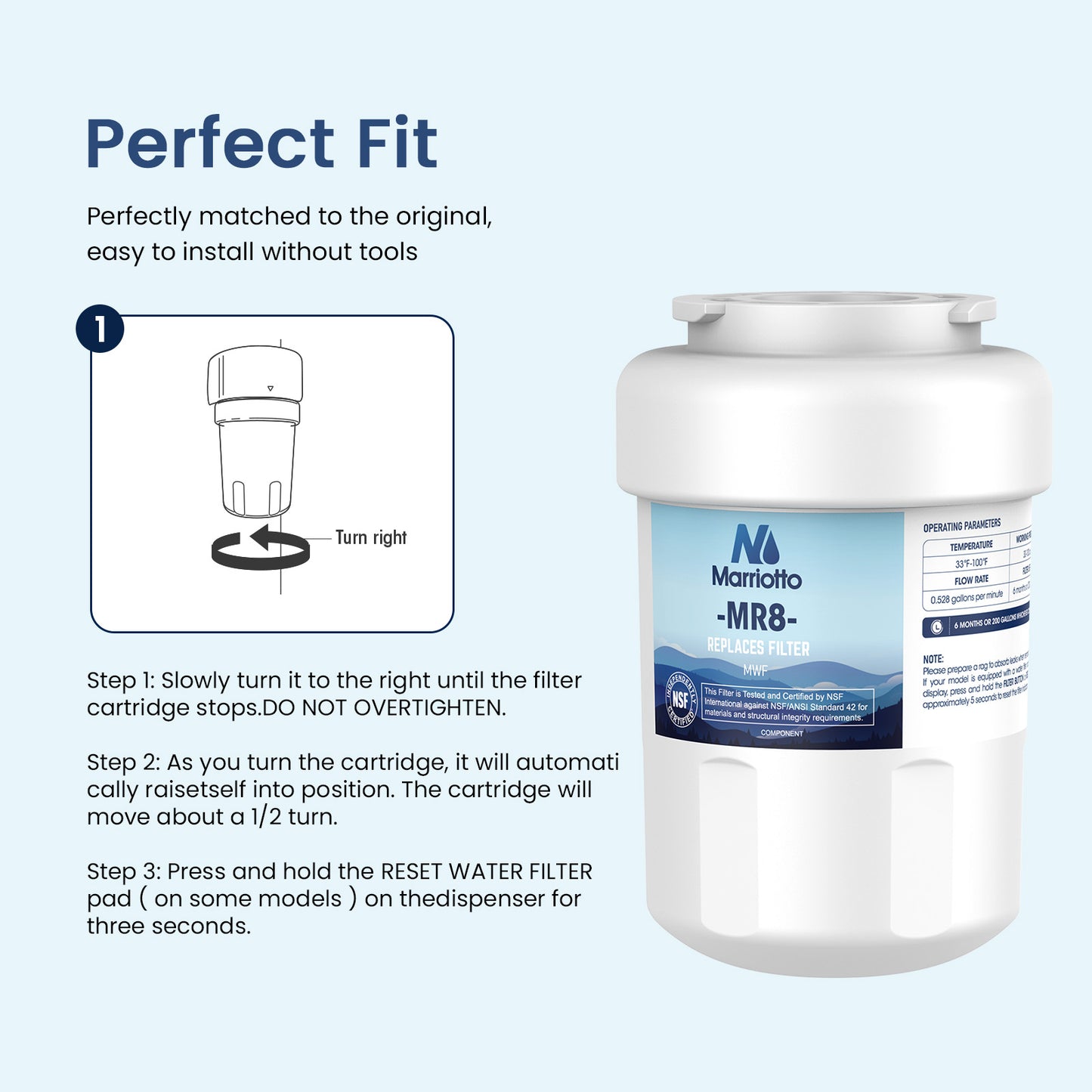 MARRIOTTO Smart Water Filters Compatible with GE MWF Filter