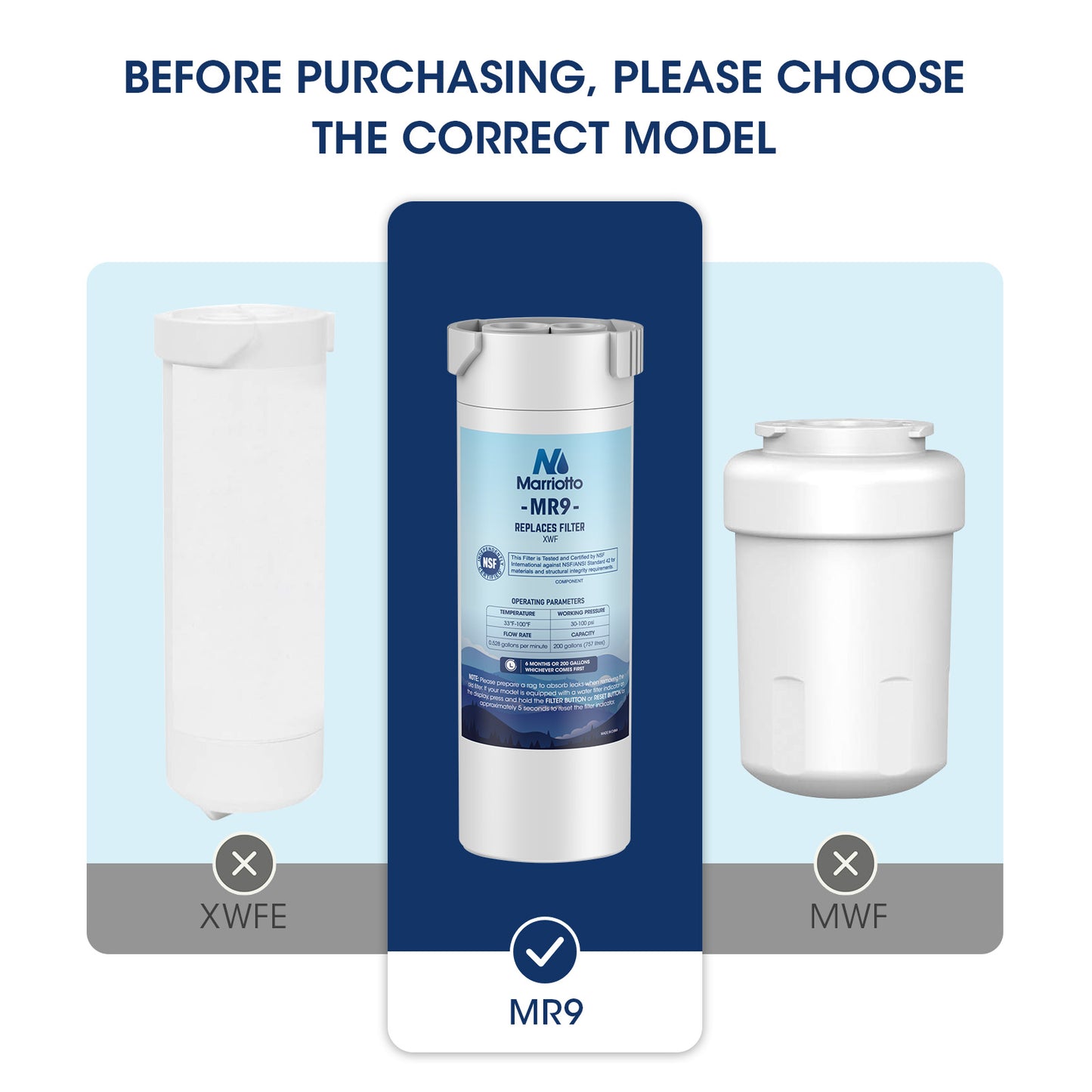 MARRIOTTO XWF Water Filter Replacement for GE XWF Refrigerator Water Filter