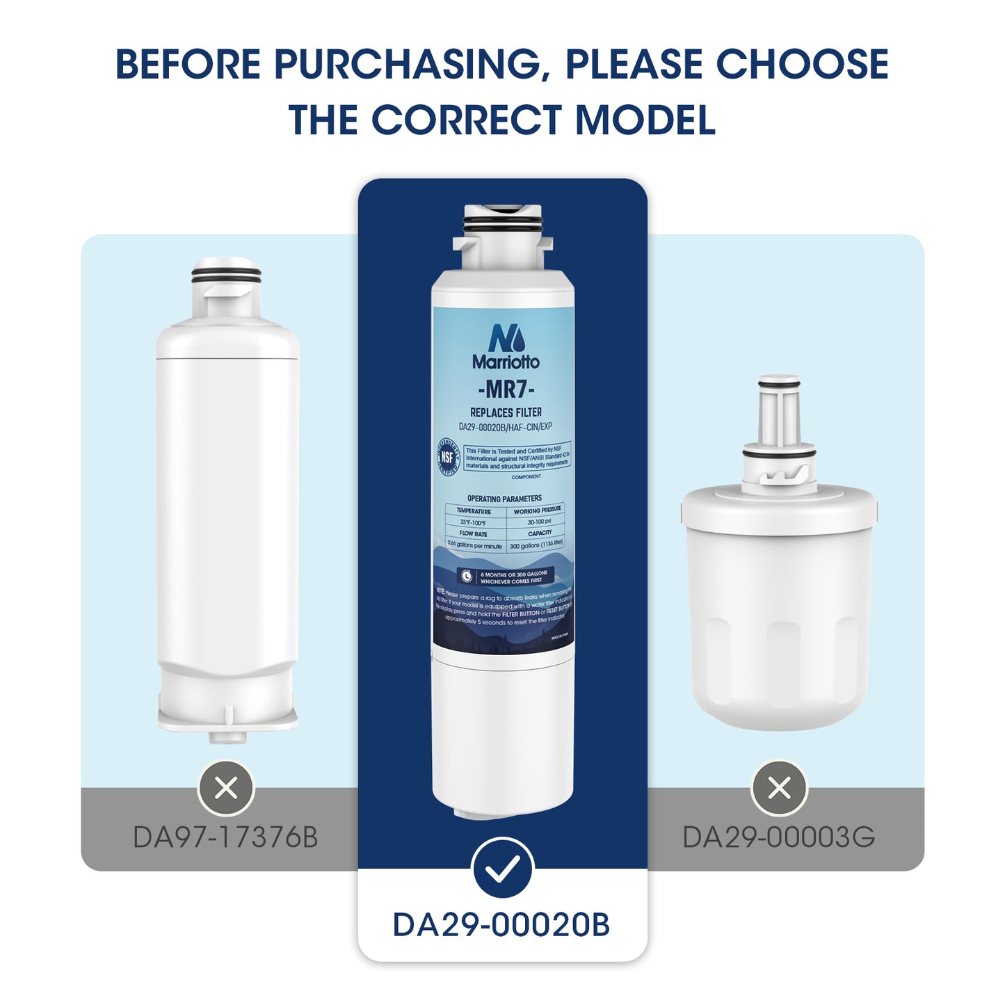 MARRIOTTO Compatible with Samsung DA29-00020B Refrigerator Water Filter, DA29-00020B, DA29-00020A, HAF-CIN/EXP, 46-9101 Refrigerator Water Filter