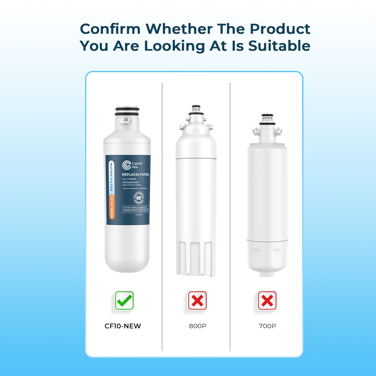 Crystalafilter LT1000PC Replacement Water Filter, Compatible with LG ADQ747935