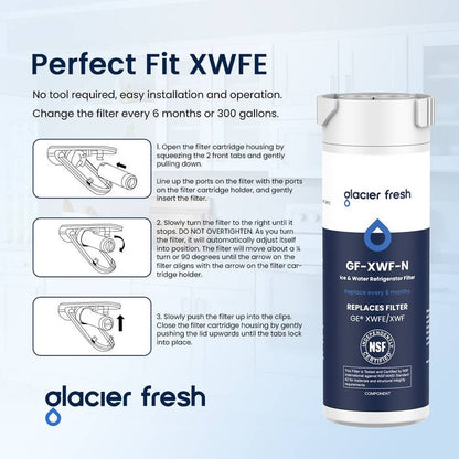 Glacierfresh XWFE Water Filter Compatible with GE Refrigerator(with chip)